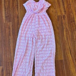 SHEIN Pink Ruffled Jumpsuit